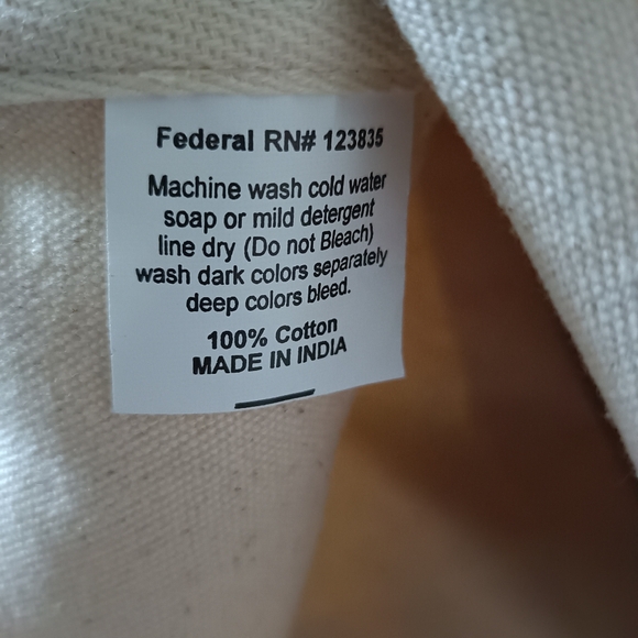 DEI Organic Cotton Canvas Tropical Green Leaf Print /Cream Tote Bag, New - Picture 7 of 8